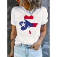 thumbnail image 1 of Camiseta de mujer Trajes de verano Traje Camiseta de cuello redondo para viajes de compras deportivas ﻿Women's Patriotic Clover Flag Print T-Shirt - Casual Crew Neck Short Sleeve, Comfortable Summe, 1 of 6
