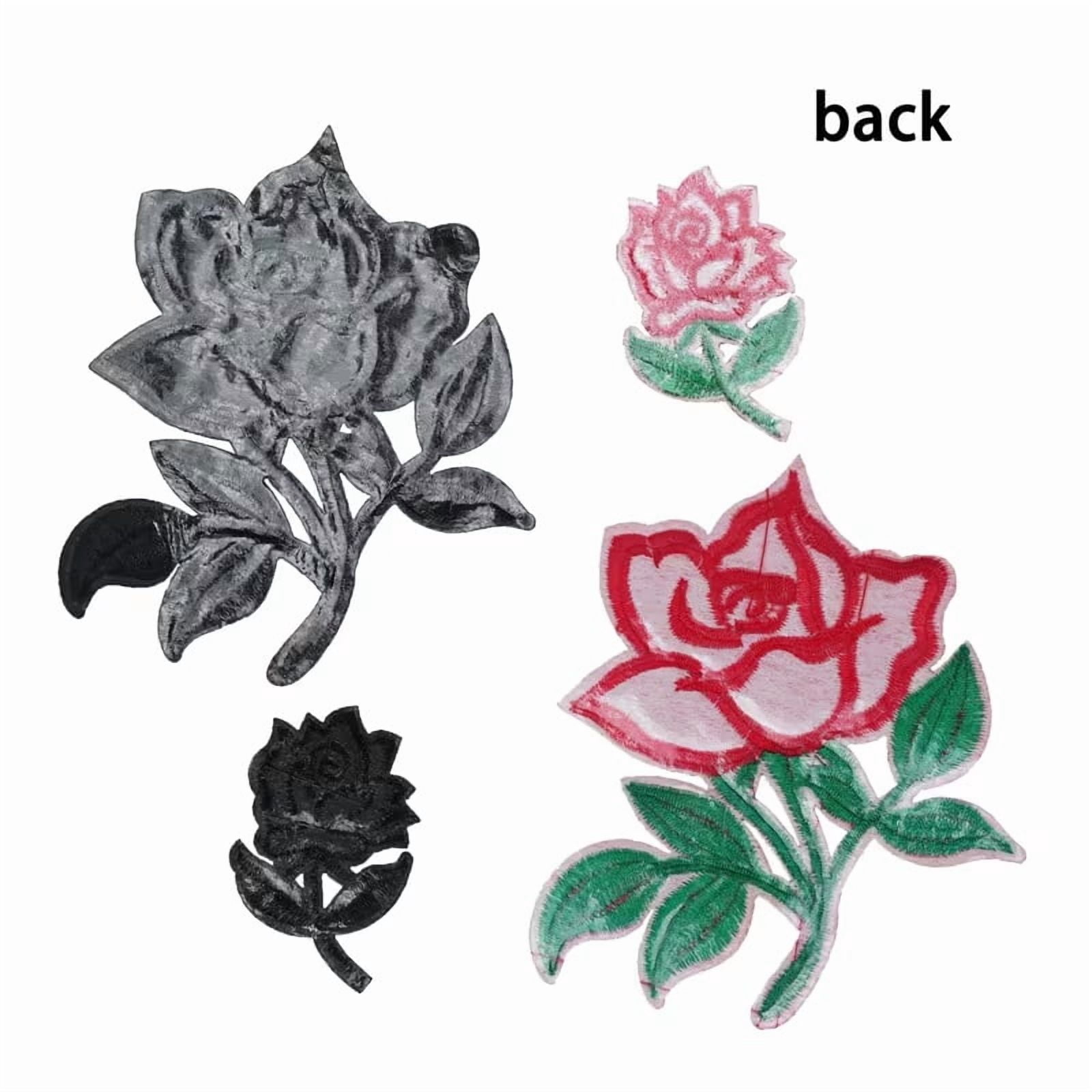6 Pieces Black Rose Embroidery Hot Melt Adhesive Patches for Bags, Clothes, Hats, and Shoes - Decorative Iron-On Patches