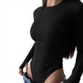 thumbnail image 1 of Body de Larga con Cuello Redondo para Mujer, Top con Tacto de Segunda Piel Negro M, 1 of 8