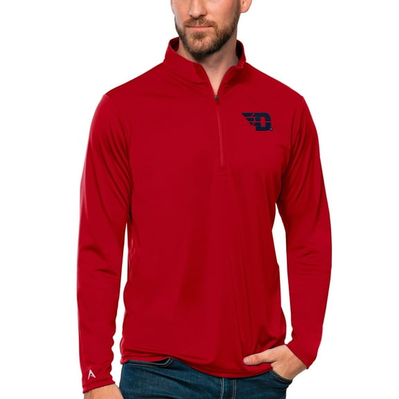 Men's Antigua Red Dayton Flyers Tribute Quarter-Zip Top