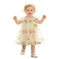 thumbnail image 4 of Curuila Infant Toddler Girls Mesh Dress Flutter Sleeve Floral Embroider Square Neck Party Fashionable Dresses For Girls Size 3-6 Months, 4 of 7