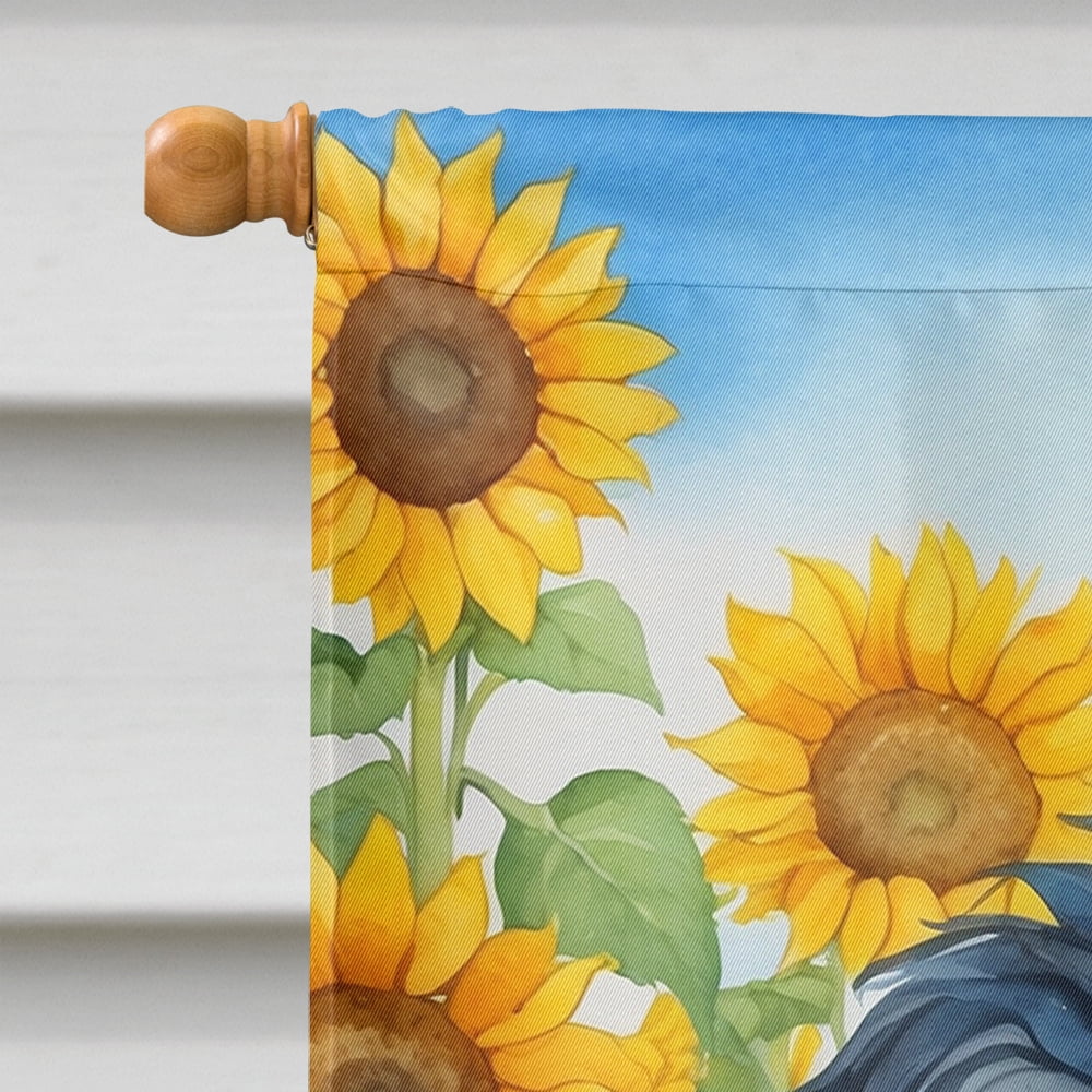 Puli in Sunflowers House Flag 28 in x 40 in