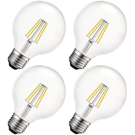 

Luxrite G25 Vintage Dimmable LED Globe Light Bulbs 5W=60W 5000K Bright White 550 Lumens E26 4-Pack
