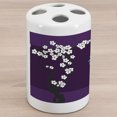 thumbnail image 1 of Dragon Ceramic Toothbrush Holder, Japanese Style Inspired Drawing Fantasy Animal Cherry Blossoms Print, Decorative Versatile Countertop for Bathroom, 4.5" X 2.7", Dark Purple and Multicolor, 1 of 4