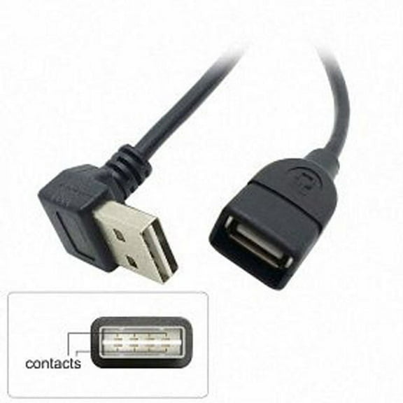 CY USB 2.0 Male to Female Extension Cable 100cm Reversible Design Up Down Angled 90 Degree