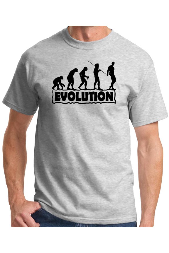 The Evolution of Fitness Funny Gym T-shirt - Ash, Large