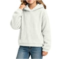 thumbnail image 5 of Mitankcoo Girls Teddy Fleece Hoodie Kids Cute 3D Bear Ear Hooded Pullover Sweatshirt with Pockets for Fall Winter 4-15Y, 5 of 8