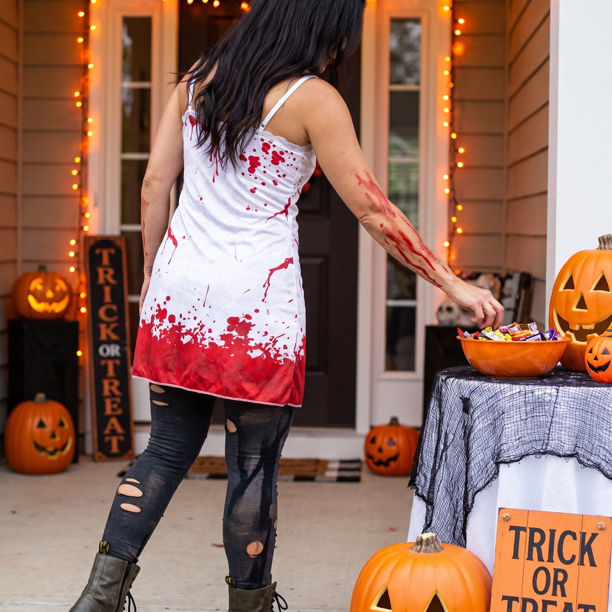 Scary Bloody Dress Costume Accessory for Adults, White and Red, L/XL, Halloween by Way To Celebrate