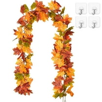 Coolmade 2 Pack Maple Leaves Fall Garland - 6ft/Strand Artificial Fall Foliage Garland Colorful Autumn Decoration for Home Wedding Party Thanksgiving