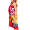 thumbnail image 4 of HAPPY BAY Women's Bikini Beach Wrap Swimwear Swim Cover up Bathing suit Summer Wraps Swimsuit Beachwear Sarong Coverups Skirts One Size Crimson, Floral, 4 of 5