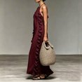 thumbnail image 4 of Women's Halter Neck Maxi Dress, Sexy Open Back Ruffle Beach Sundress, Boho Long Flowy Vacation Dress, Elegant Sleeveless Swing Gown for Pool Party, S-2XL, 4 of 5