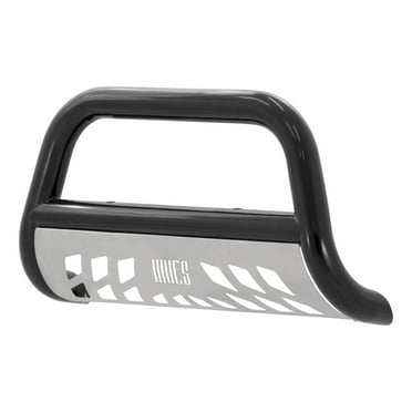 Aries Automotive Black Bull Bar With Stainless Steel Skid Plate - 3" Tube, Light Mounts, No-Drill Installation