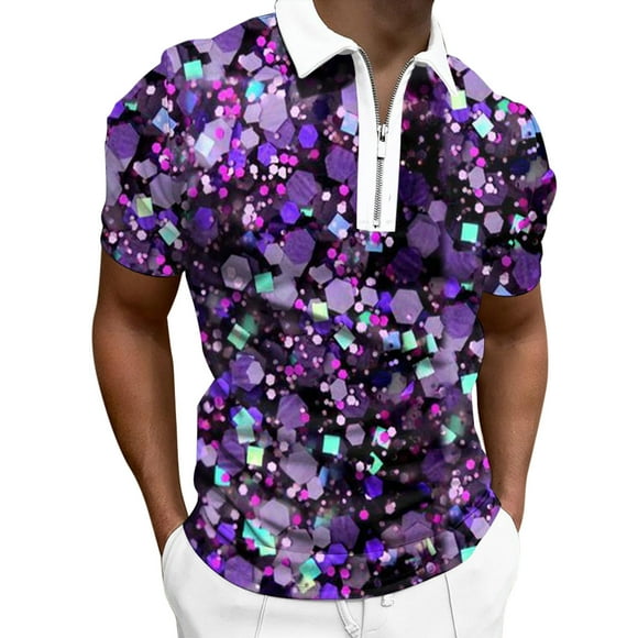 FhsagQ Men's Shirts Men Shirts Super Fit Men'S Carnival 3D Fashion Printed Lapel Shirt Men's Shirts Tops Mens Tops Men Shirts Tops Cotton Purple S