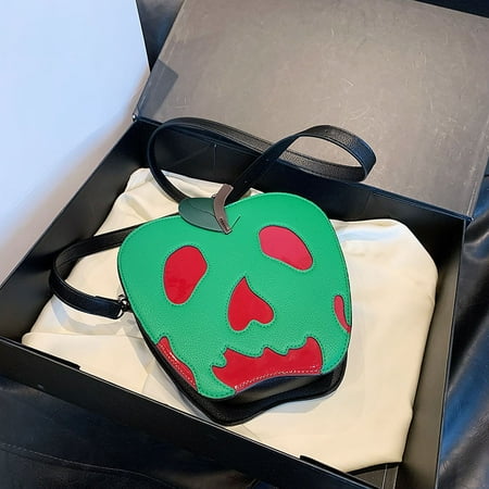 Fun Skeleton Crossbody Bag  PU Leather Poison Apple Novelty Handbag Shoulder Bag Wallet