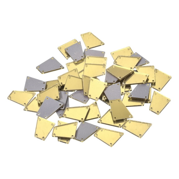 50pcs Sew on Acrylic Irregular Mirror Piece DIY Mirrored Rhinestones Mirror Beads for Evening Dresses Gold 19x17mm