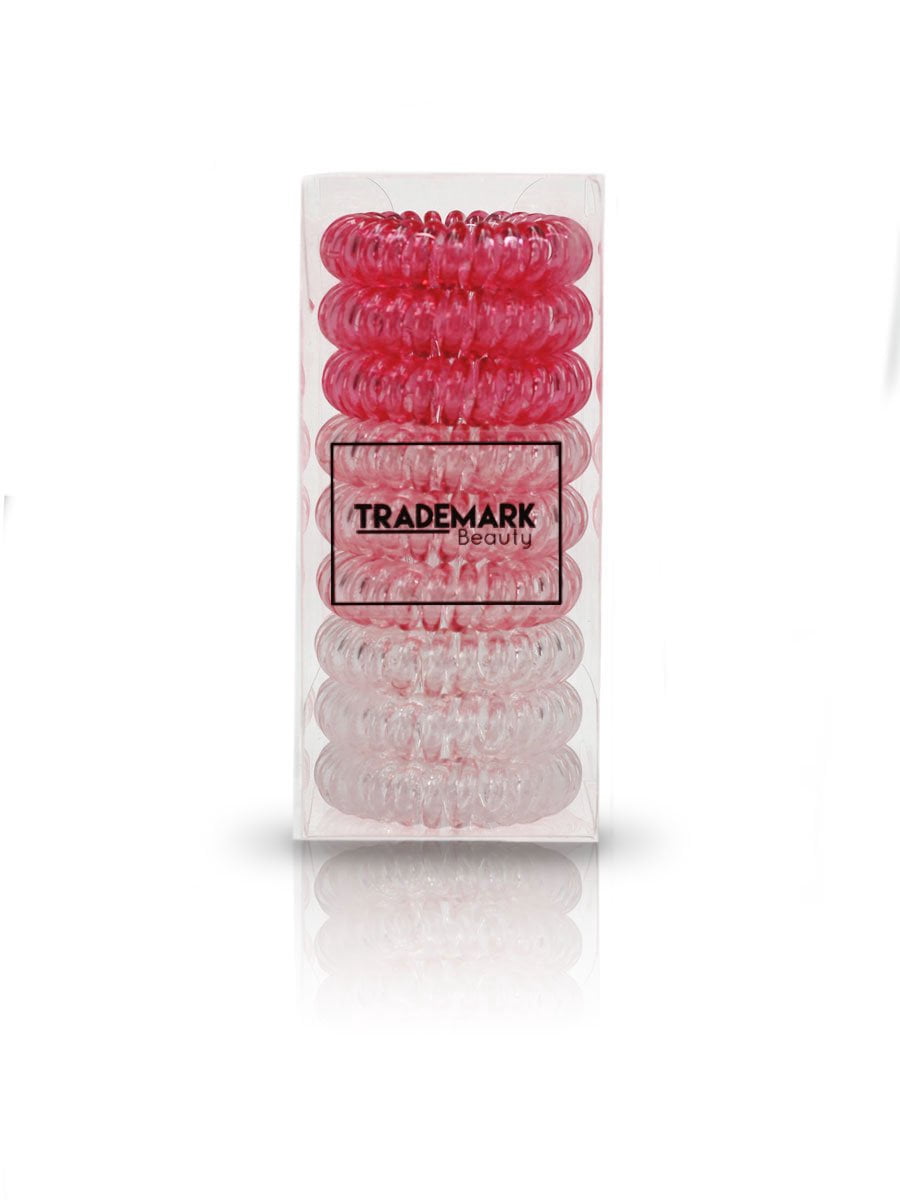 TRADEMARK BEAUTY HAIR COILS SET, Spiral Hair Ties, No Crease Ponytail Phone Cord Hair Ties, 27 Count (3 Pack), Pink