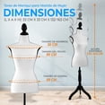 thumbnail image 2 of Maniquí Femenino Torso Busto de Espuma con Base Trípode de Madera SereneLife, Ajustable de 132 a 163 cm, Ideal para Costura, Sastrería, Exhibición de Ropa y Joyería, Diseño Ligero y Resistente, 2 of 7