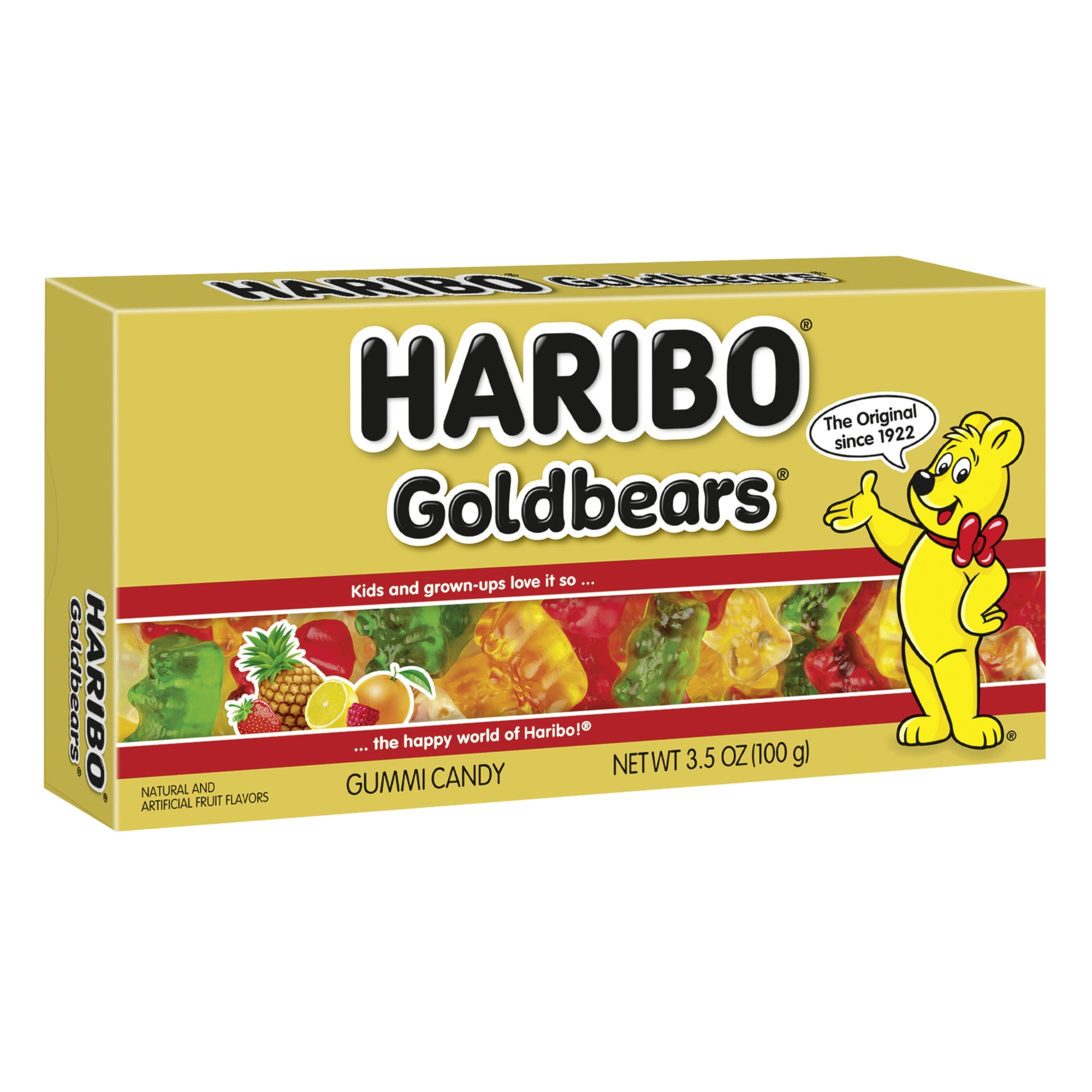 HARIBO Goldbears Gummy Bears Assorted Fruit Gummy Candy Theater Box, 3.5oz