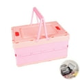 thumbnail image 5 of Foldable Storage Box with Cover Handle Design Stackable Sundries Organizer Desktop Storage Box, 5 of 8