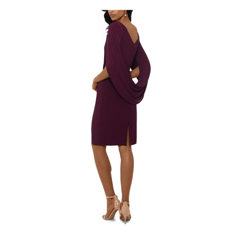 BETSY ADAM Womens Burgundy Bell Sleeve Above The Knee Sheath Evening Dress 14 Walmart