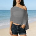 thumbnail image 5 of Helii Women's Mesh Poncho Cover Up, Hollow Out Knit Beach Poncho, Asymmetrical Sheer Cover Up, Lightweight Crochet Poncho for Swimsuit Vacation Beach Grey,One Size, 5 of 7
