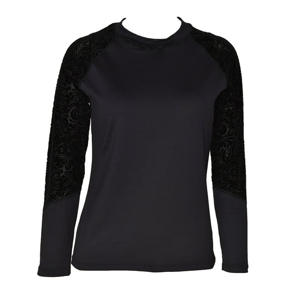 Private Island Women UPF 50+ Swimsuit Long Sleeve Top T Shirt Rash Guard Workout (3XL, BwVB-rsrgt)
