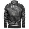 thumbnail image 5 of Homenesgenics Men's Leather Jacket Coats Men's Fashion Jacket Pure Color Zipper Stand Collar Imitation Leather Coat Tops, 5 of 8