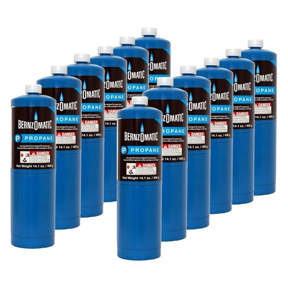 14.1 oz. Propane Cylinder - 12 Pack Bernzomatic Blue Steel Cylinders
