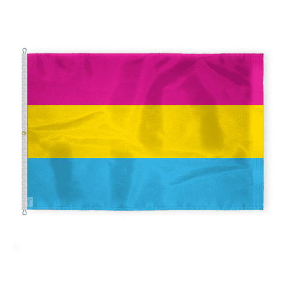 AGAS Large Pansexual Pan Pride Flag 8x12 Ft - Double Sided Printed 200D Nylon - Rope Thimble Brass Grommet Stitched Edges Fade Proof Sharp Colors - Large Size Indoor/Outdoor Pansexual flag