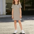 thumbnail image 5 of Spazoro Girls Cute Dresses, Collared Striped Soft & Comfy Short Sleeve Casual A-Line Dress for School Brown Size 3-4 T, 5 of 6