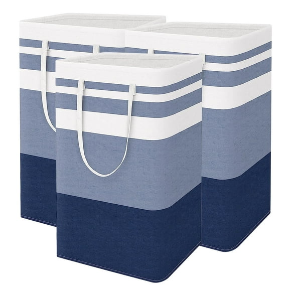 3 Count Pack,75L Waterproof 3-Bin Laundry Hampers, Laundry Basket Set, Gradient Blue