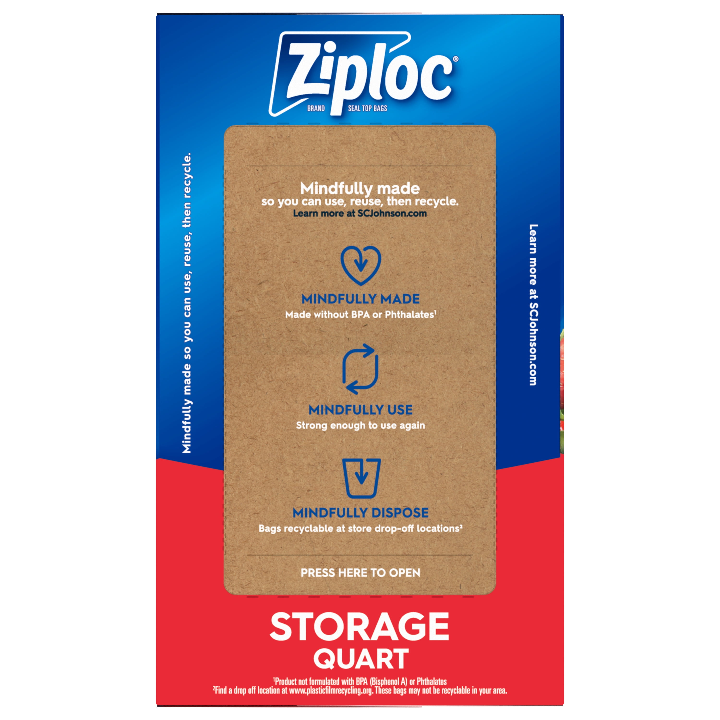 Ziploc Seal Top Bags, Storage, Quart « Discount Drug Mart