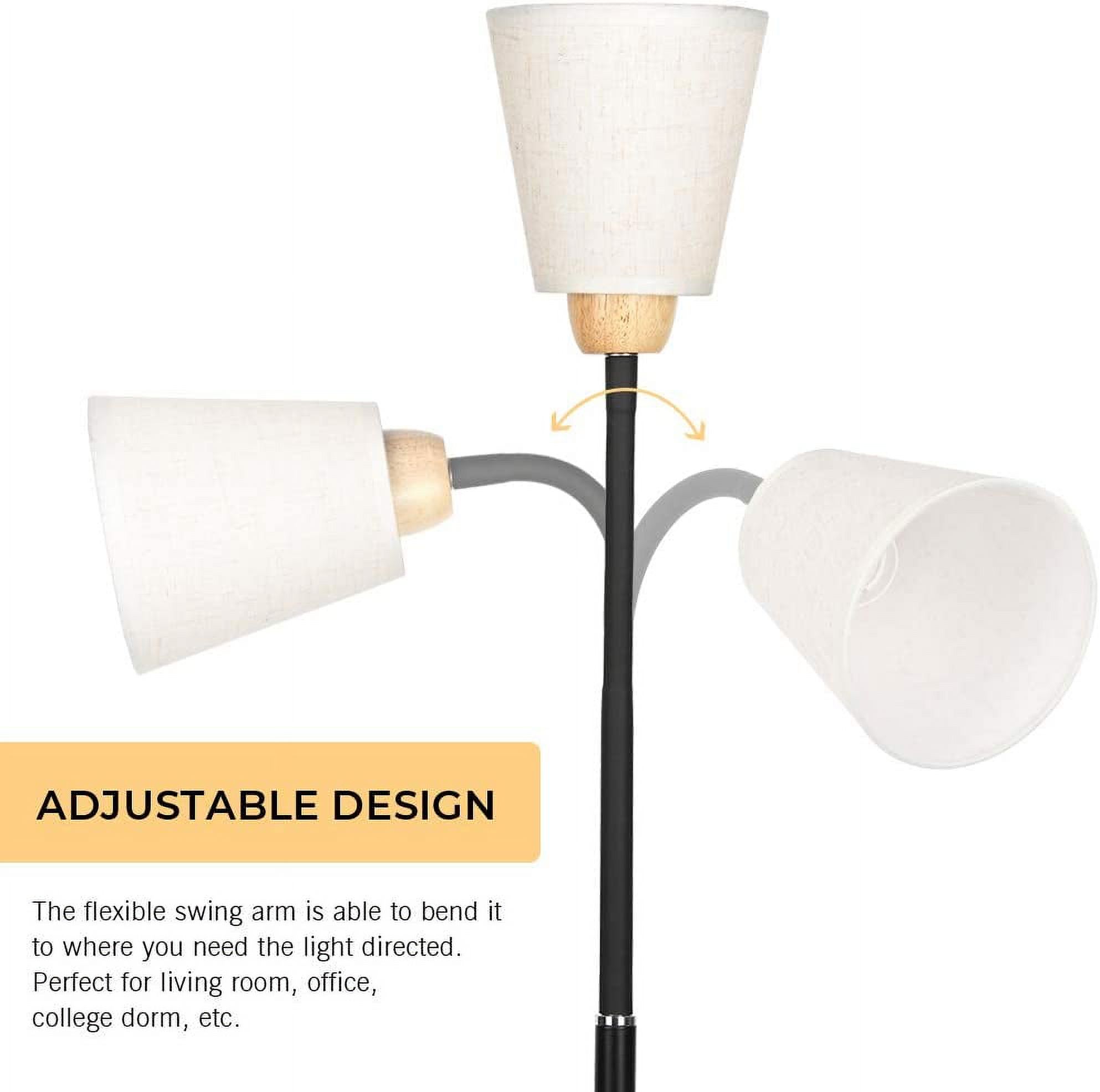 Modern Floor Lamp - 360°Adjustable Standing Lamp with Weighted Base