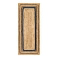 thumbnail image 3 of Unique Loom Braided Jute Collection Area Rug - Gujarat (2' 6" x 6' 1" Runner Natural and Navy Blue/Navy Blue), 3 of 7