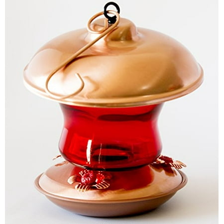 Best Copper & Ruby Glass Hummingbirds Feeder with Beautiful Design With 3 Nectar Feeders in Unique Rustic Style - Great Gift for Hummer Lovers! 100% Satisfaction