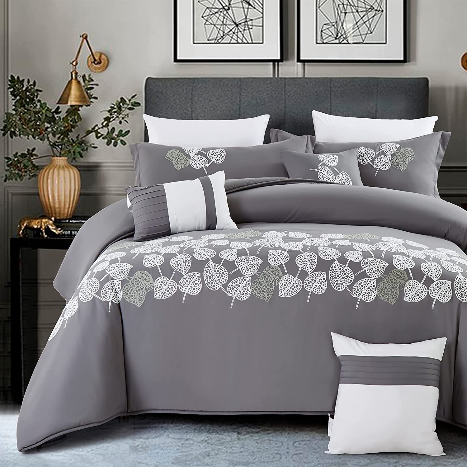 Evelina Queen Comforter Set 7Piece Embroidered Comforters Set Queen
