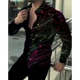 thumbnail image 1 of Moda de otoño Nuevo diseñador Top gráfico de relámpago Batik geométrico colorido Ropa de manga larga para uso diario Solapa de botón delgada para hombres, 1 of 6