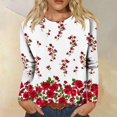 thumbnail image 2 of TSADFHJI Chemises de Noël pour Femmes T-Shirt Décontracté Mode Imprimé Col Rond Manches Longues Chandail T-Shirt S Rouge Pastèque, 2 of 5