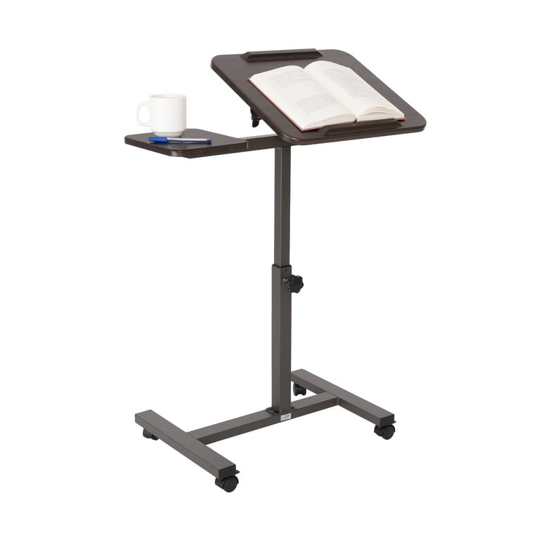Seville Classics Tilting Sit Stand Computer Desk Cart with Mouse Pad Table Height Adjustable from 27.5 to 40 H Walnut Walmart