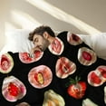 thumbnail image 4 of Fruit Blanket Throw Gift for Men Women, Funny Novelty Sliced Strawberry Avocado Pear Peach Blanket Throw for Couch Sofa, 60x80 inches, Soft Flannel, Washable, No-Pilling, 4 of 6