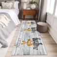 thumbnail image 5 of 2x6 Washable Runner Rug, Farm Animal Non-Slip Hallway Runner for Entryway Kitchen Bedroom, Chicken Pig Cow Farmhouse Gray Board Indoor Carpet Runner Floor Mat, 5 of 9