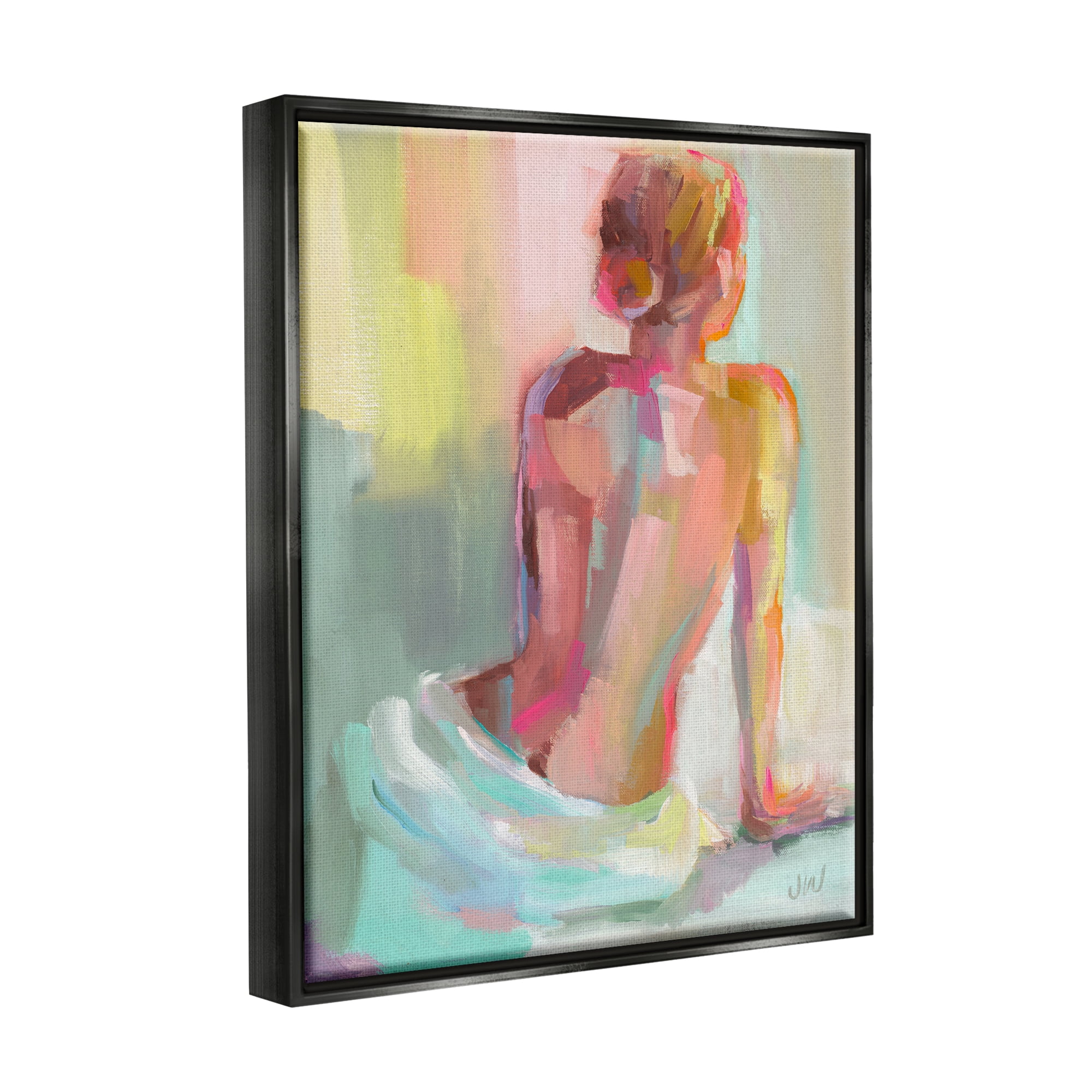 Stupell Industries Abstract Female Figure Study Abstract Painting Black Floater Framed Canvas Art Print Wall Art, 17 x 21