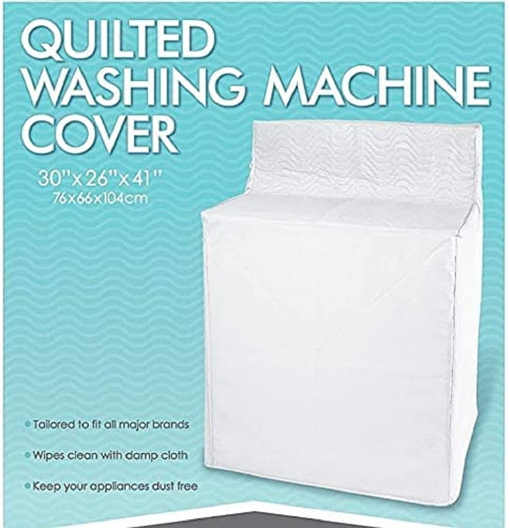 Washing Machine Cover Waterproof Heavyweight Zippered White 30"W x 26"D