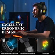 Gaming Headsets Wired for PS5/PS4/Xbox One/Nintendo Switch/PC/Mac/Phone,Over Ear Gaming Headphone with 7.1 Surround Sound,Noise Cancelling Mic,50MM Speaker,LED Lights,Black