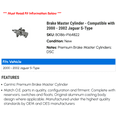 thumbnail image 2 of Brake Master Cylinder - Compatible with 2000 - 2002 Jaguar S-Type 2001, 2 of 2