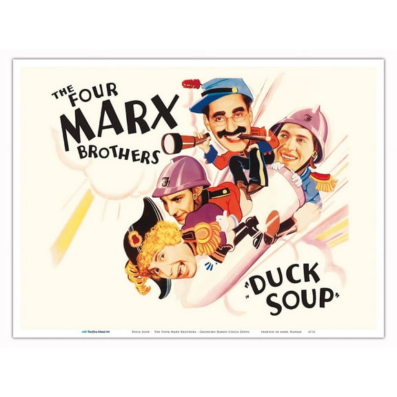 Duck Soup - Starring the Four Marx Brothers - Groucho Harpo Chico Zeppo - Vintage Film Movie Poster - Master Art Print (Unframed) 9in x 12in