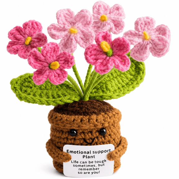 Beeyoka Handmade Positive Crochet Flower with Inspirational Card - Life is Tough But So are You - Knitted Flower Decor Gift for Women, Teacher, Mom, Coworker
