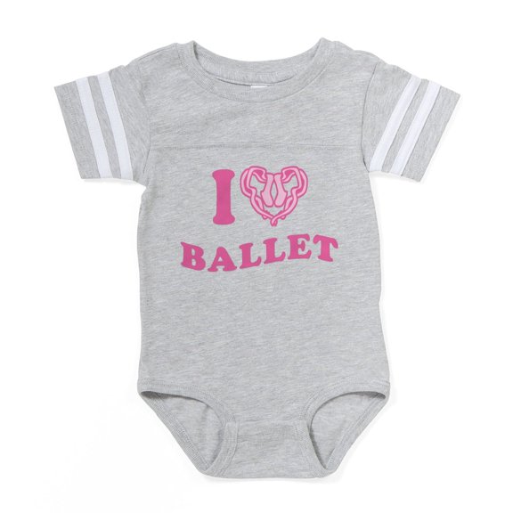 CafePress - I Love Ballet Heart - Cute Infant Baby Football Bodysuit