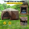 thumbnail image 4 of Instant Pop-Up Gazebo 12x12 Feet, Portable Screen Tent with Stakes & Mesh Panels – Large Outdoor Canopy for Camping, Backyard Parties, Sun Protection (Brown), 4 of 7