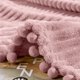 thumbnail image 3 of Manta de franela con flecos de pompón, ligera y acogedora, manta suave para sofá, adecuada para todas las estaciones (51 x 63), 3 of 5